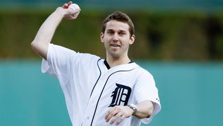 Next Story Image: U-M's Stauskas takes break from draft prep, throws out first pitch at Tigers game